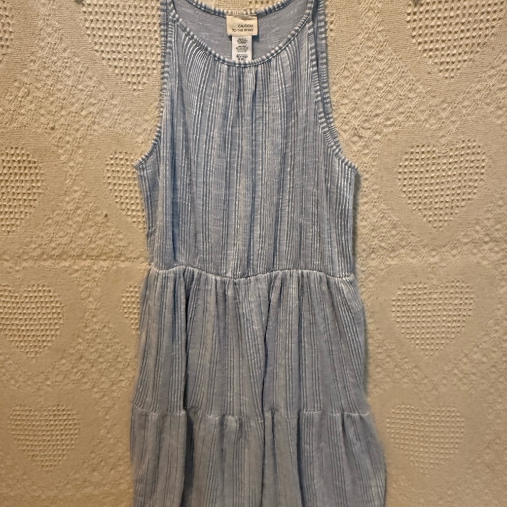 Caution To The Wind Light Blue Casual Kids Dress